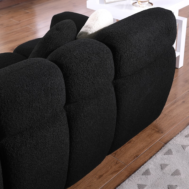 64.96 length ,35.83" deepth ,human body structure for USA people, marshmallow sofa,boucle sofa ,2 seater, BEIGE BOUCLE