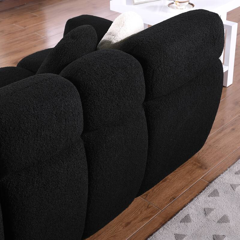 Modern 3-Seat Boucle Sofa with Clean Lines and Plush Cushions