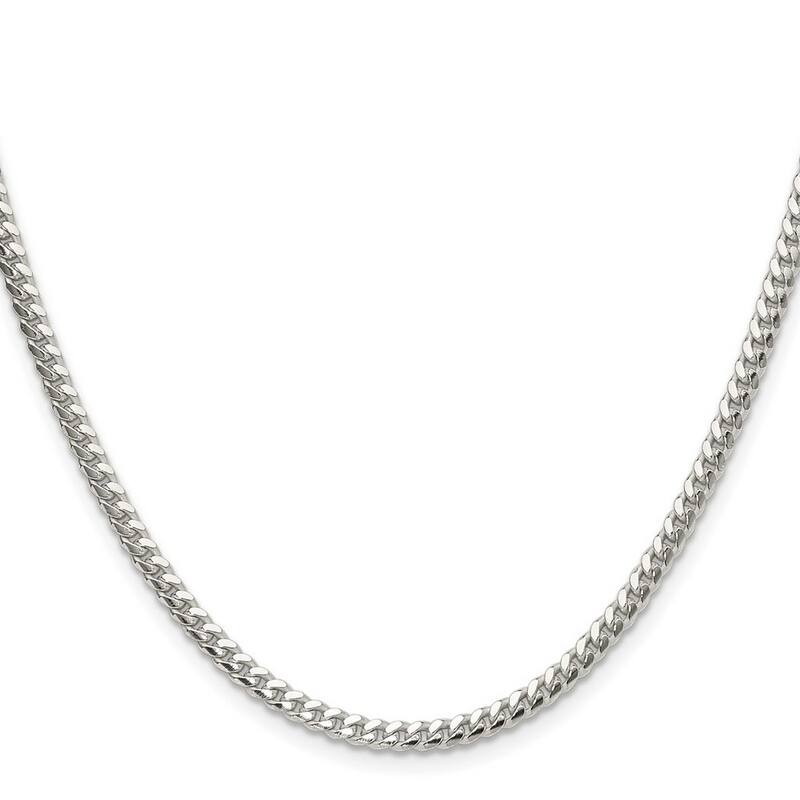 Curata 925 Sterling Silver Polished 3.4mm Domed Curb Chain Necklace for Men