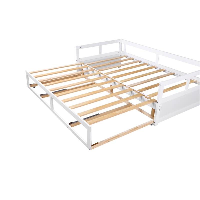 Wooden Daybed with Trundle Bed and Two Storage Drawers