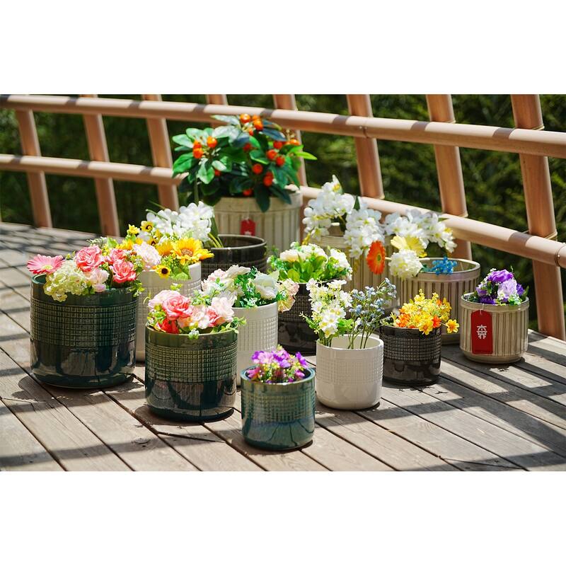 Versatile Ceramic Planter Set Durable & Stylish for Indoor/Outdoor Use 3pc