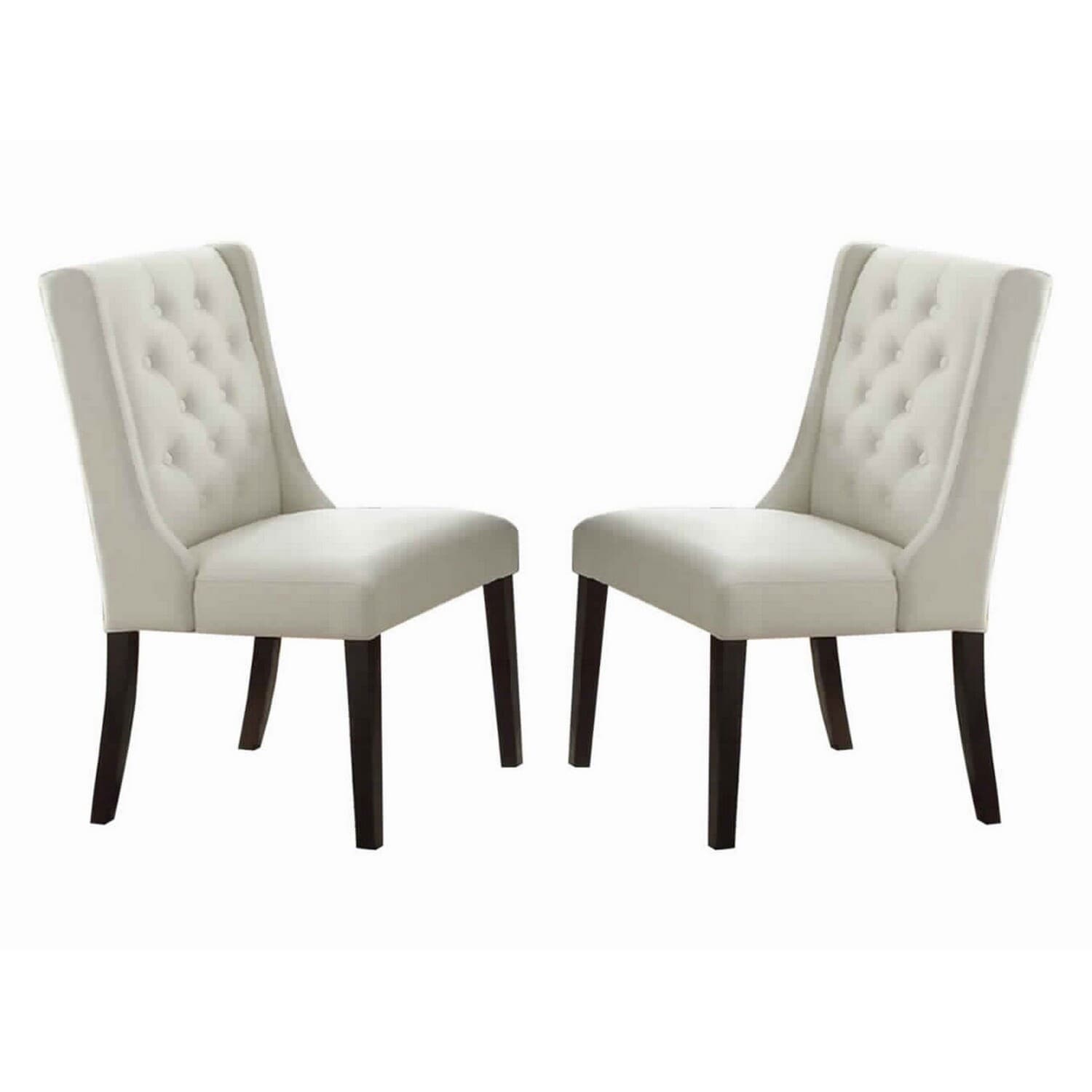 Brown/White Faux Leather Upholstered Wood Frame Dining Chair, Set of 2, Sturdy Dining Chair for Dining Rooms - 24.6