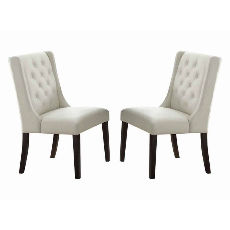Brown/White Faux Leather Upholstered Wood Frame Dining Chair, Set of 2, Sturdy Dining Chair for Dining Rooms - 24.6