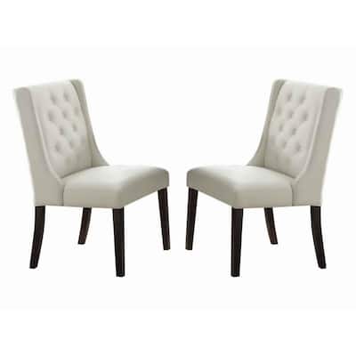 Brown/White Faux Leather Upholstered Wood Frame Dining Chair, Set of 2, Sturdy Dining Chair for Dining Rooms - 24.6