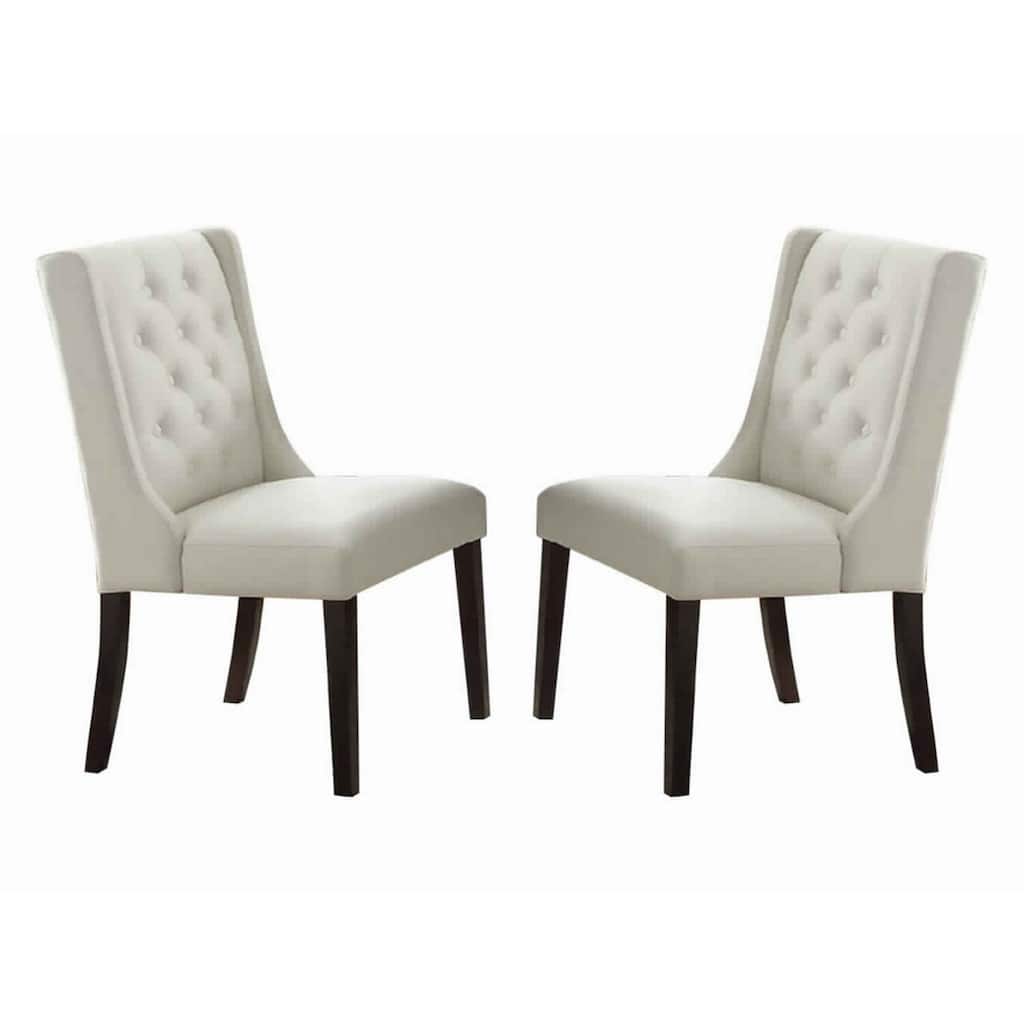Brown/White Faux Leather Upholstered Wood Frame Dining Chair, Set of 2, Sturdy Dining Chair for Dining Rooms - 24.6