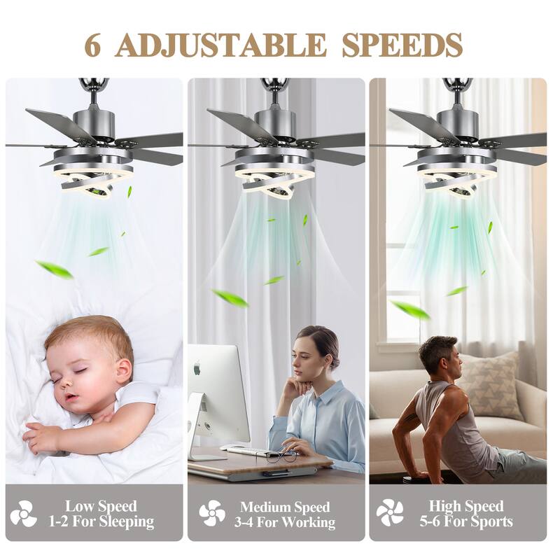 Cusp Barn 52"/72" Modern Large Dimmable LED Ceiling Fan with Lights and Remote, Reversible 8-Blade DC Motor DIY Shape Chandelier