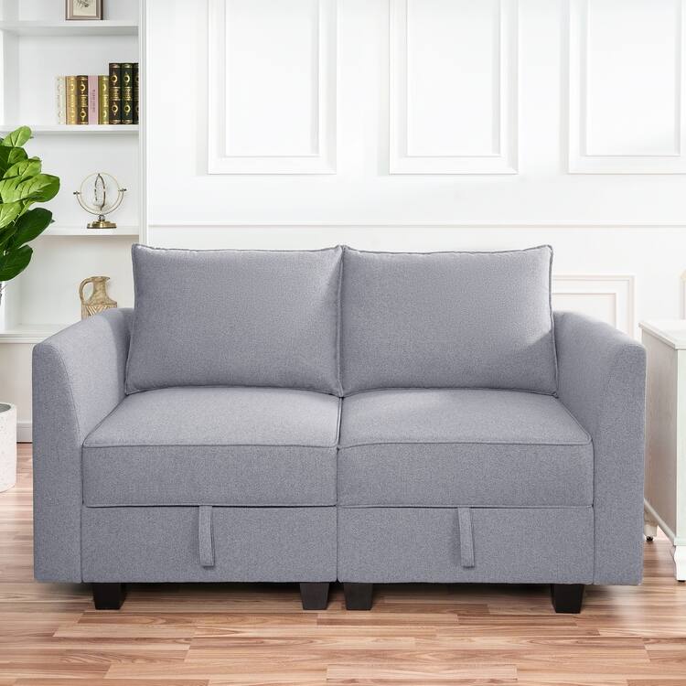 Modern Modular DIY Collection - Sturdy Wooden Frame - Versatile & Stylish Furniture for Living Room Bedroom - Loveseat,Gray