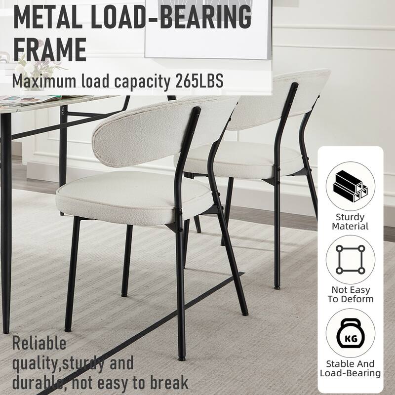 XINMICS Dining Chairs with Curved Backrest, Modern Fabric Upholstered Boucle Kitchen Dining Room Chairs Set of 2/4/6