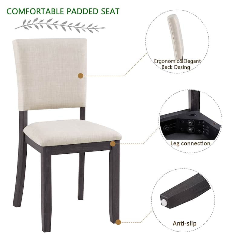 GDFStudio - Silken Minimalist Upholstered Ergonomical Curved Backrest Dining Chairs, Padded Seat, Set of 4