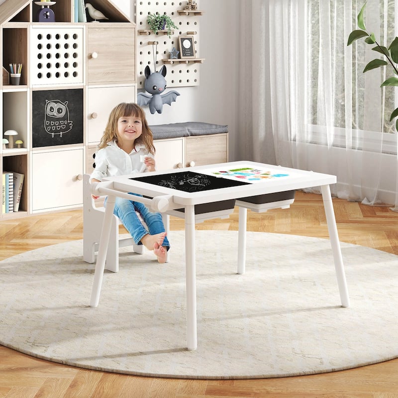 Wooden Sensory Table and Chair Set Sand & Water Activity Set for Kids