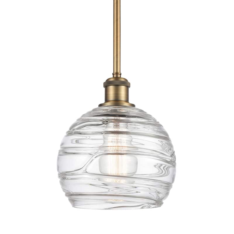 Innovations Lighting 516-1S-10-8 Athens Pendant Athens 8" Wide Mini - Clear Deco Swirl / Brushed Brass
