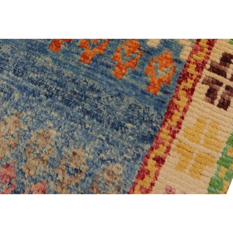 Eclectic Balochi Warner Blue/Beige Hand Knotted Wool Rug - 4'11'' x 6'6''