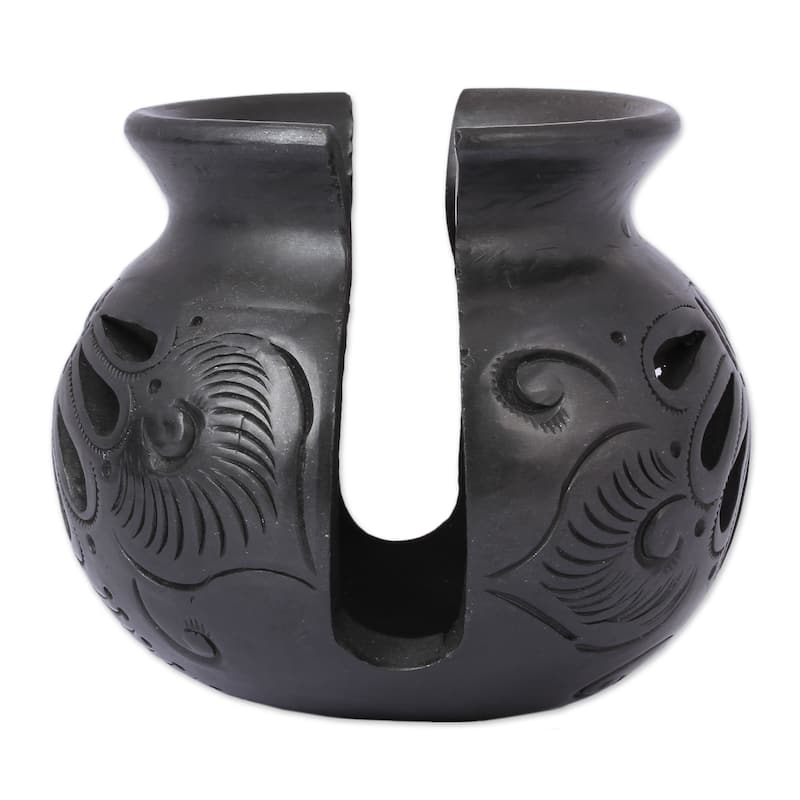 NOVICA Handmade Fan Flower Ceramic Napkin Holder