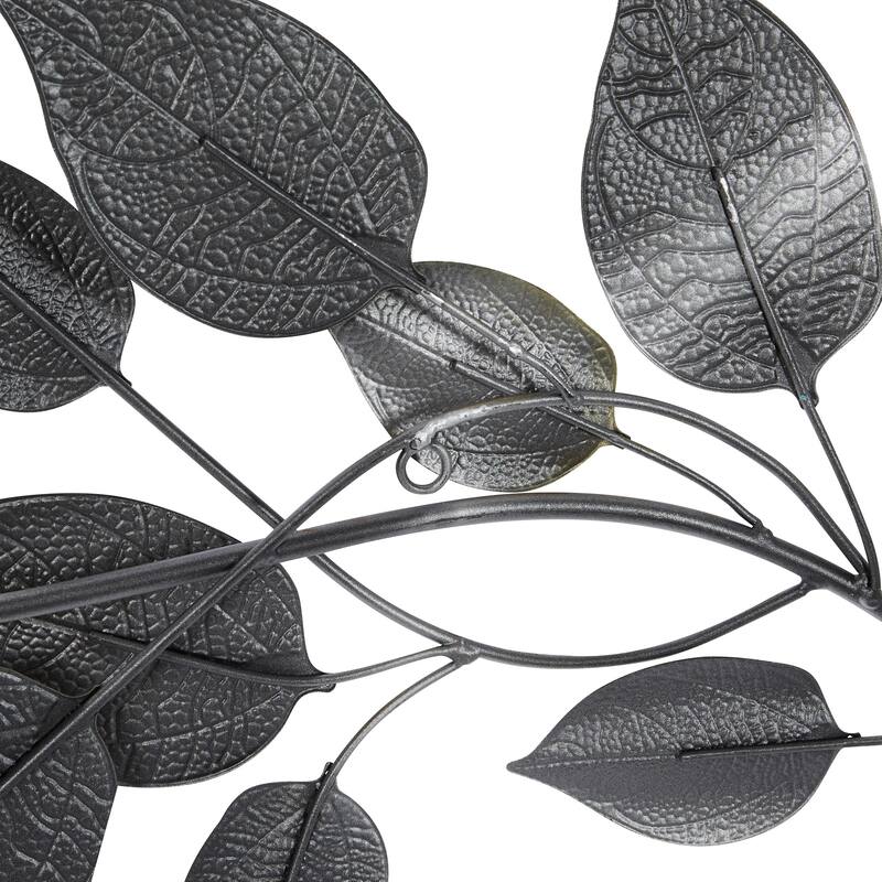 Bronze Metal Long Textured Leaf Home Wall Decor with Multiple Shades
