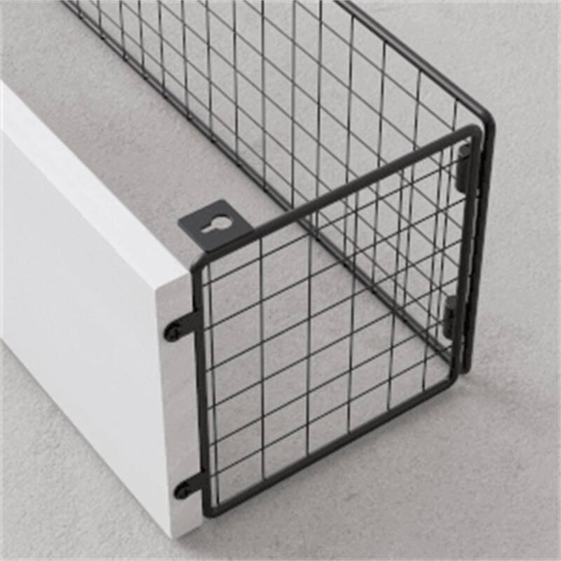 Floating Bathroom Shelf Wall Mounted with Wire Basket