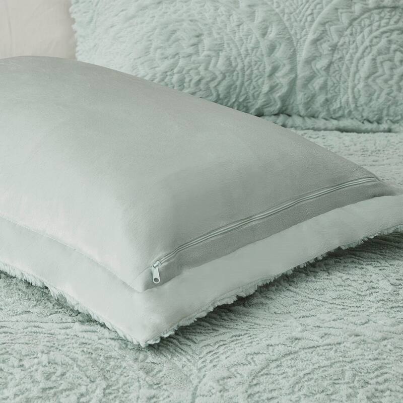 GDF Studio - Arya Embroidered Medallion Fake Fur Ultra Plush Comforter Mini Set