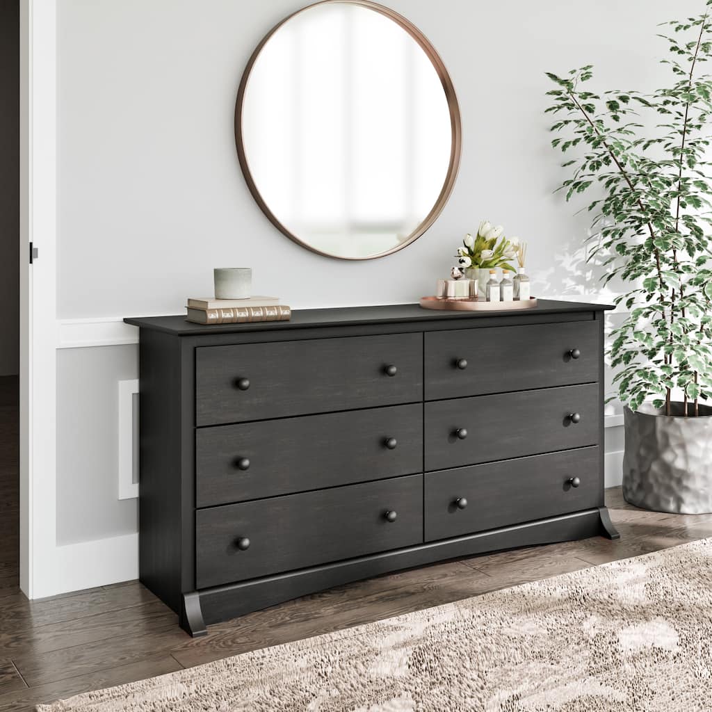 Prepac Sonoma 6 Drawer Double Dresser for Bedroom, Wide Chest of Drawers, Traditional Bedroom Furniture