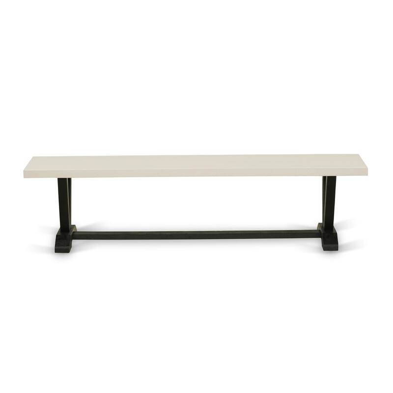 East West Furniture V-Style Modern Dining Room Bench with Wooden Seat, 72x15x18 Inch(Finish Options) - 72
