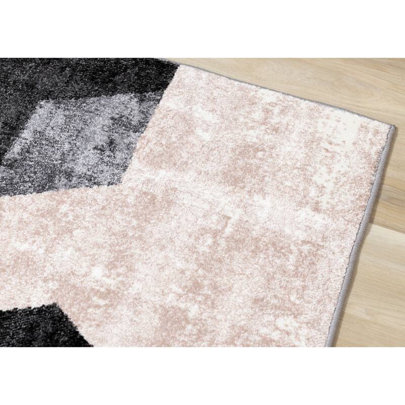 Dayton Collection - Grey/Pink Hexagons Rug