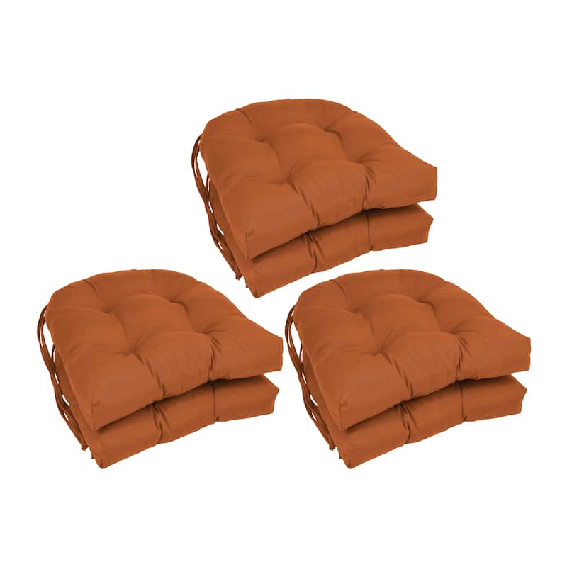 16-inch U-Shaped Indoor Twill Chair Cushions (Set of 2, 4, or 6) - 16" x 16" - Set of 6 - Spice
