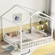 preview thumbnail 3 of 33, Double Twin House-Style Floor Bed with Fence,Guardrails,Without Door