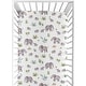 preview thumbnail 2 of 4, Sweet Jojo Designs Watercolor Elephants Boy Girl Gender Neutral 2 Pack Fitted Crib Sheets Solid Grey and Green Jungle Palm Trees