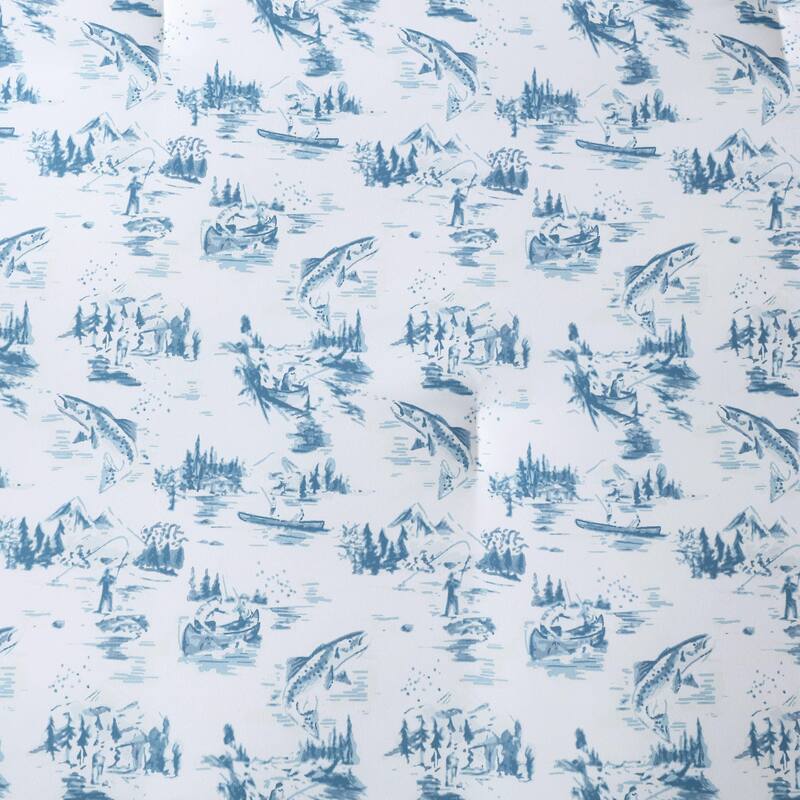 Eddie Bauer Fish Town Toile Reversible Lightweight Coastal Comforter Set (Blue)