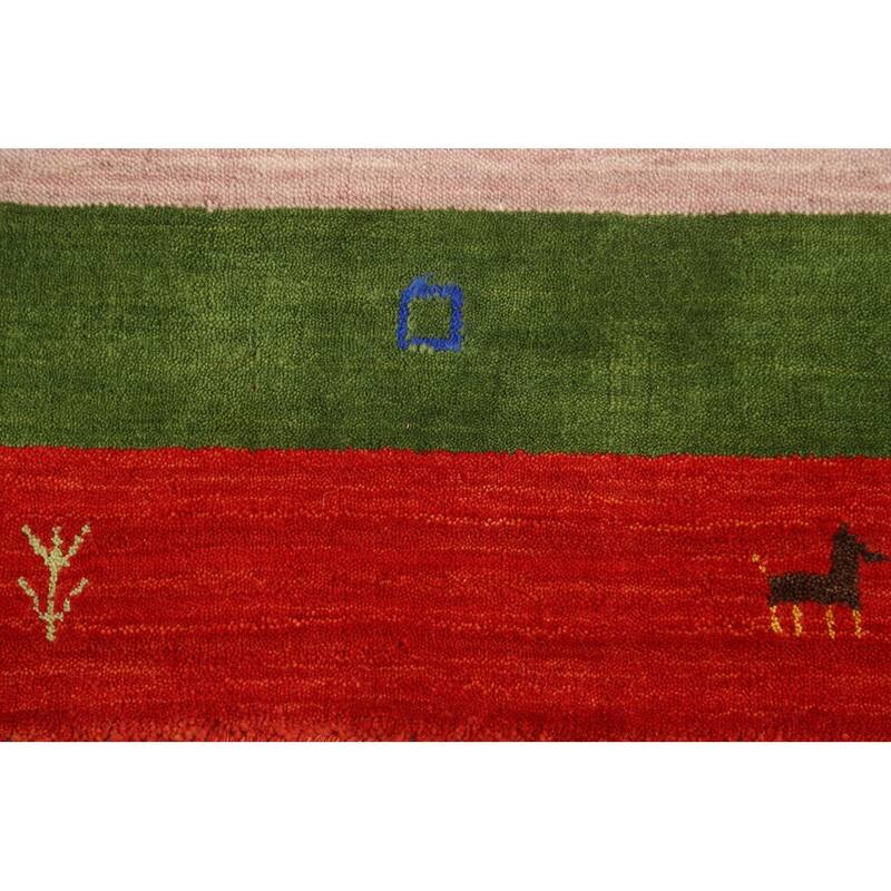 Striped Tribal Gabbeh Oriental Foyer Rug Handmade Wool Carpet - 4'0"x 6'0"