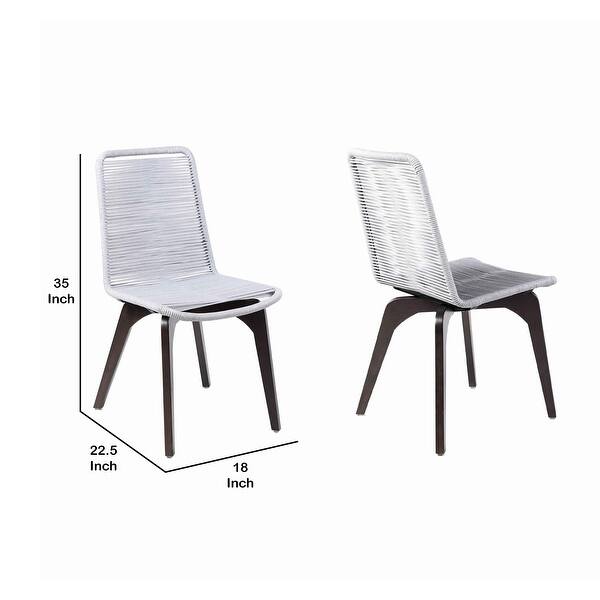 Wooden Outdoor Dining Chair with Fishbone Weave, Set of 2, Dark Brown Bed Bath & Beyond 31688970