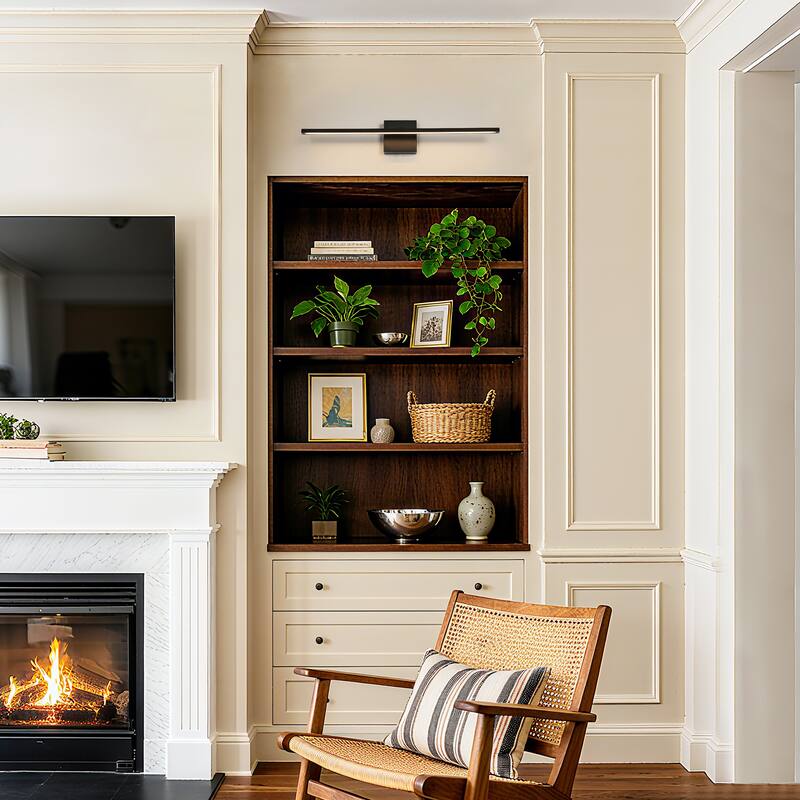 Modern LED Black Bathroom Vanity Light Dimmable Art Picture Wall Sconce - W27.6"xD3.9"xH4 .7"