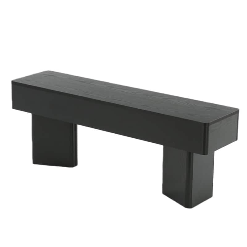 47" Black Entryway Bench with Stable Bases - Black