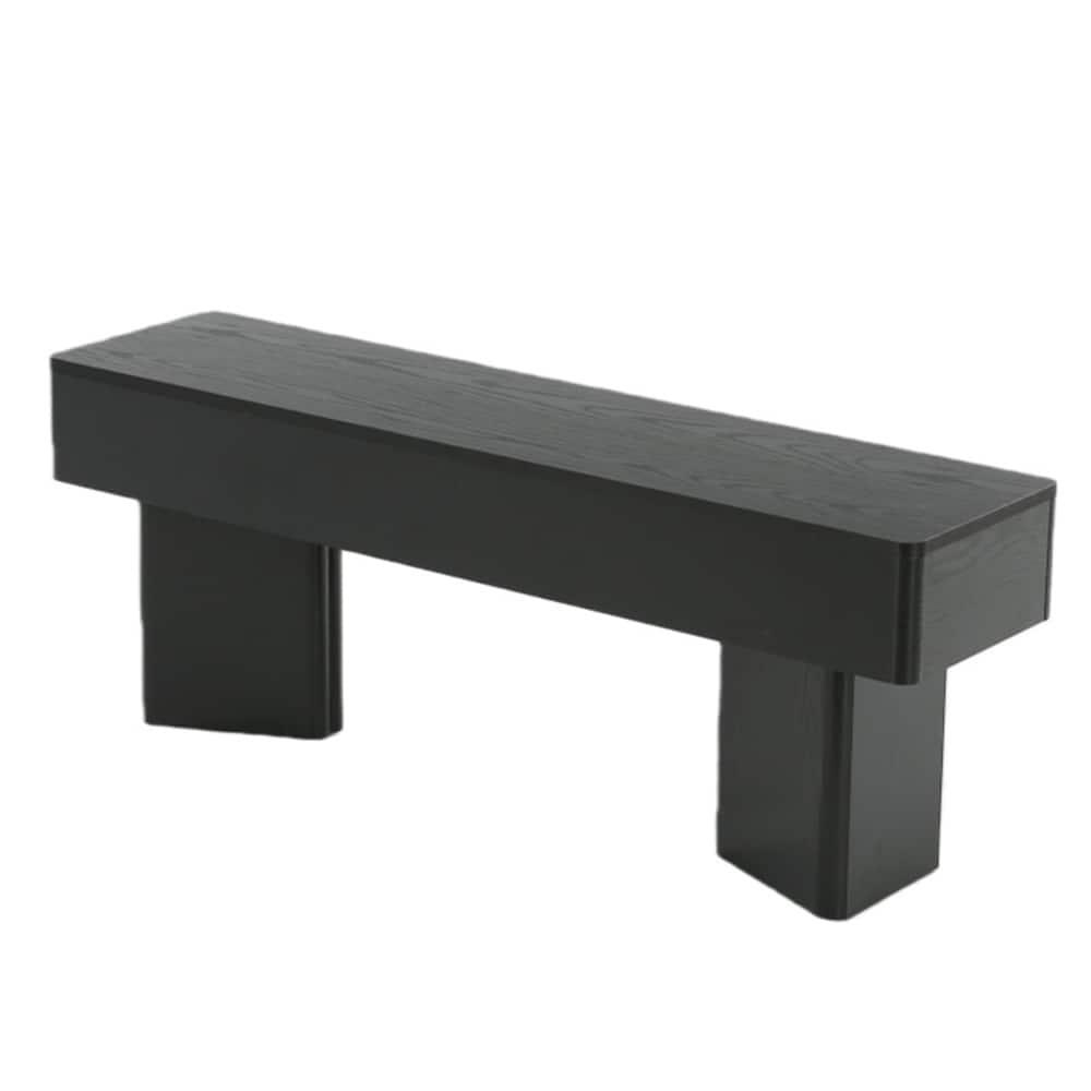 47" Black Entryway Bench with Stable Bases