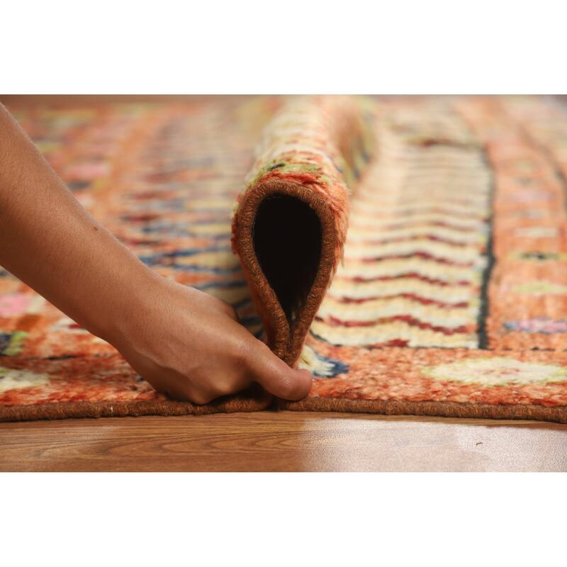 Moroccan Oriental Area Rug Handmade Orange Modern Wool Carpet - 6'5" x 9'8"