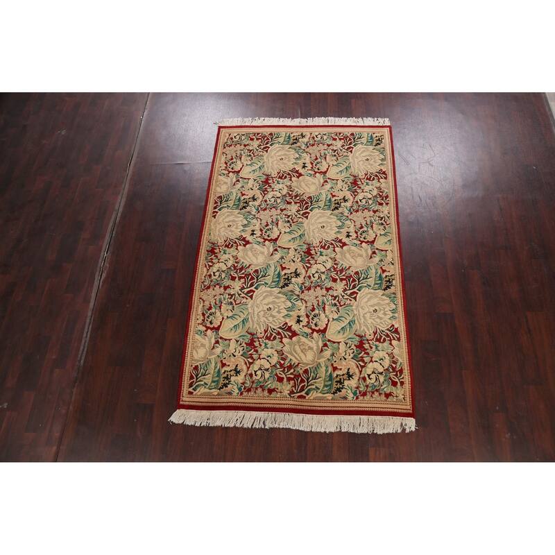 Vegetable Dye Floral Art Deco Chinese Oriental Wool Area Rug Handmade - 5'1" x 8'2"