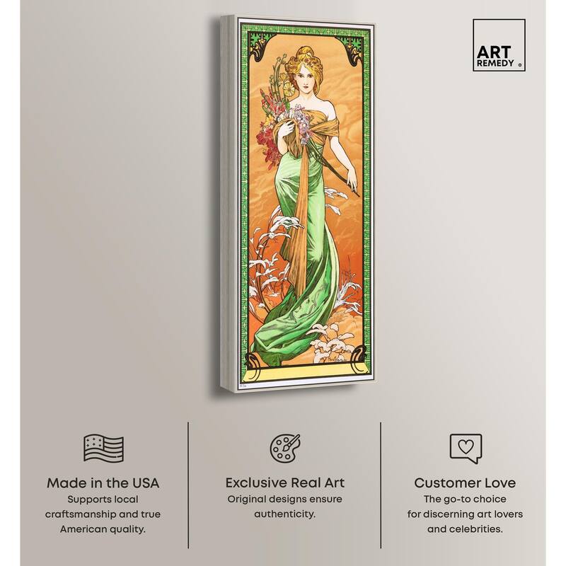 Alfonse Mucha - Spring Panoramic Canvas by Art Remedy