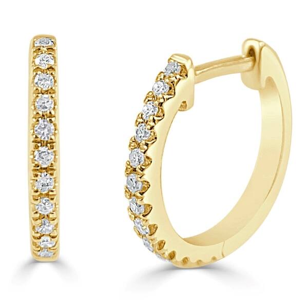slide 1 of 14, Joelle Diamond Huggie Earring For Her - 14k Gold Earrings 1/10 CTTW U-Shaped Hoops With Certified Diamonds Gifts for Her