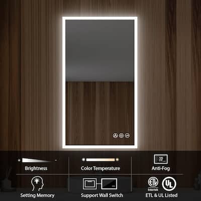 LED Bathroom Mirror Wall Mounted Lighted Vanity Mirror with Antifog