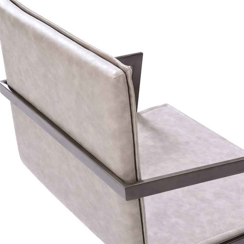 Gray/Gray Faux Leather Upholstered Metal Frame Dining Chair, Sturdy Dining Chair for Dining Rooms - 21.75