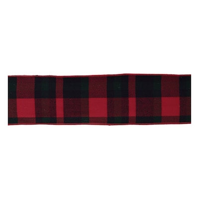 Red and Black Plaid Wired Ribbon (Set of 2) - N/A