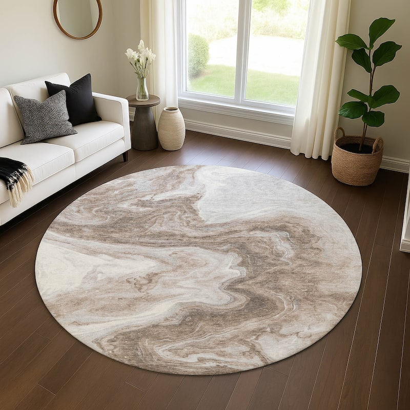 Premium Washable Super Soft Modern River Mayfield Rug - Taupe - 8' x 8'