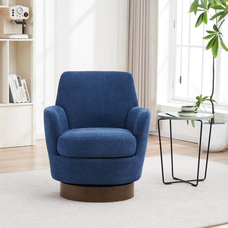 Swivel Barrel Chair, Accent Chairs Armchair for Living Room, Comfy Reading Chairs Round Barrel Chairs with Stainless Steel Base