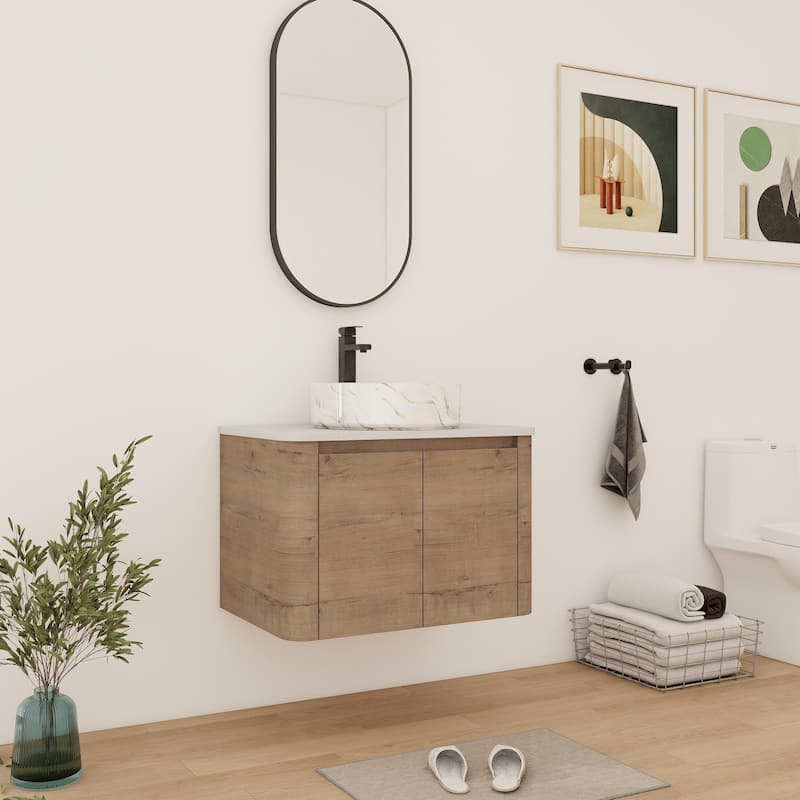 Bathroom Vanity With Sink In 24/30 Inch, Floating Bathroom Vanity With Soft Close Door