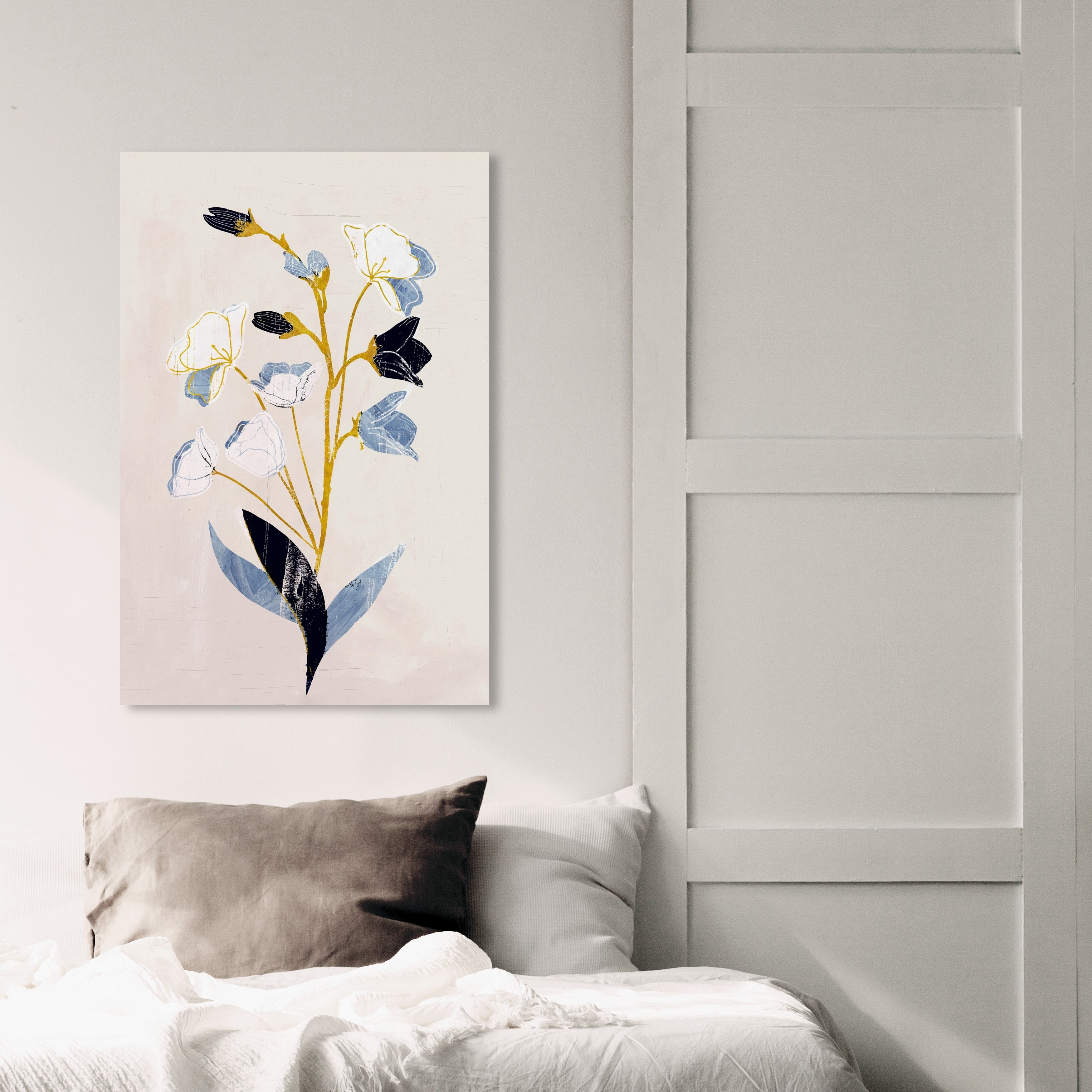 Wynwood Studio Abstract Wall Art Canvas Prints ´Burnt Ochre Flowers Home  Decor， 20" x 20"， Gold， White 一流の品質
