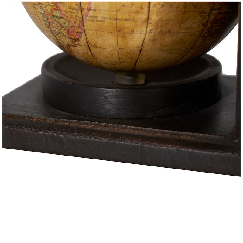 Wood World Map Globe Bookends - Set of 2 Brown - Roche River Decor - 5"W x 6"L x 8"H