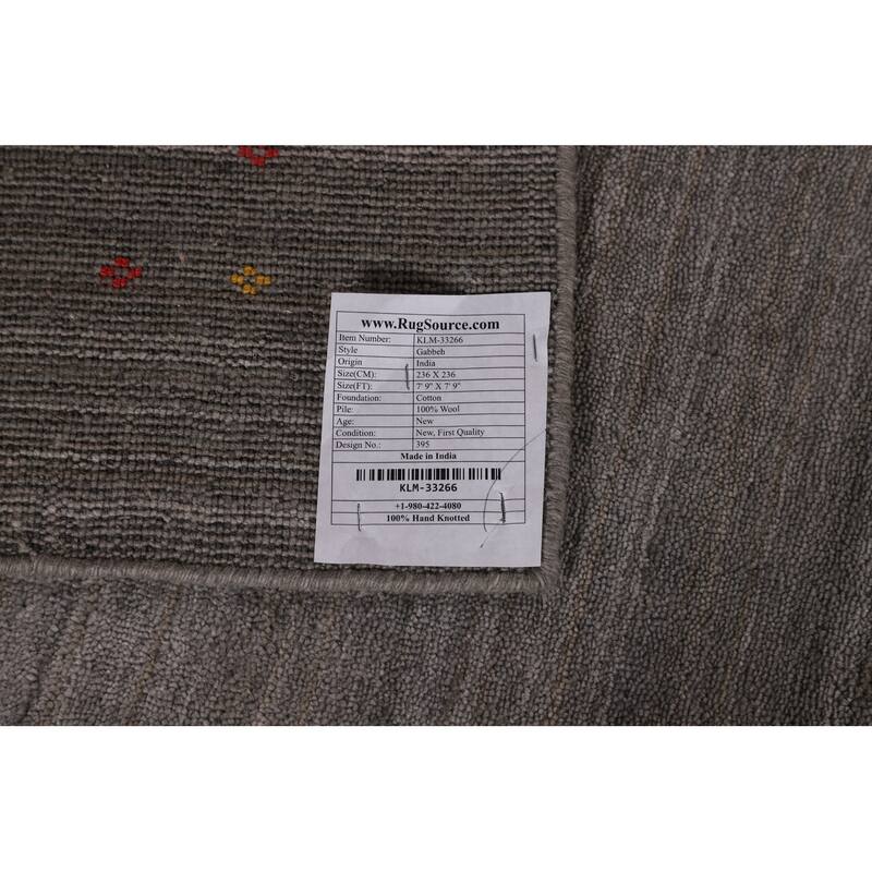 Gabbeh Oriental Square Area Rug Handmade Wool Carpet - 7'9" x 7'9"