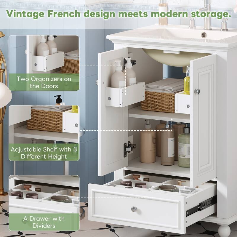 Soft Closing Doors Bathroom Vanity Cabinet with Ceramic Sink