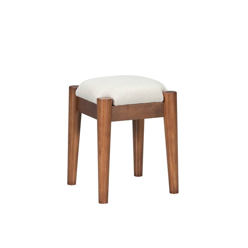 Classic Wooden Makeup Vanity Set with Stool, Dressing Table with 4 Storage Drawers, Walnut