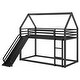 preview thumbnail 17 of 20, Twin over Twin Metal House Bunk Kids Bed with Built-in Convertible Ladder,Guardrailand Slide