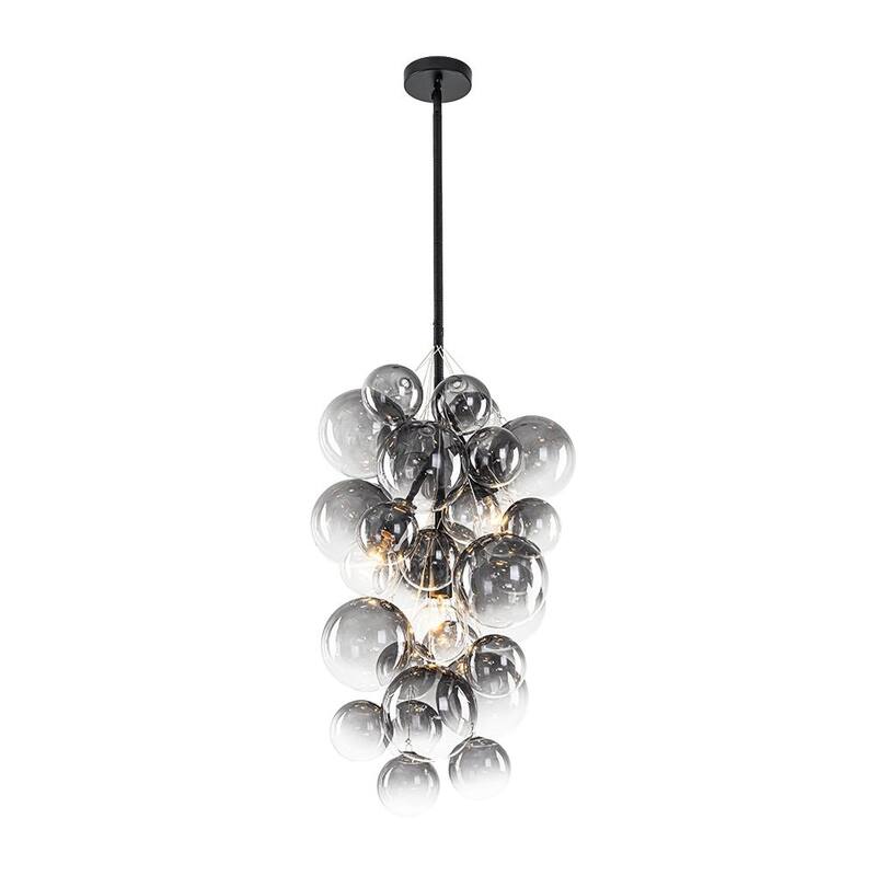 Creative 3-Light Cluster Clear Glass Bubble Chandelier For Dining Room - 15.7 in