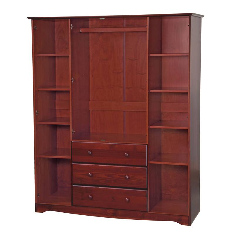Palace Imports 100% Solid Wood Family Wardrobe Armoire (No Shelves Included)